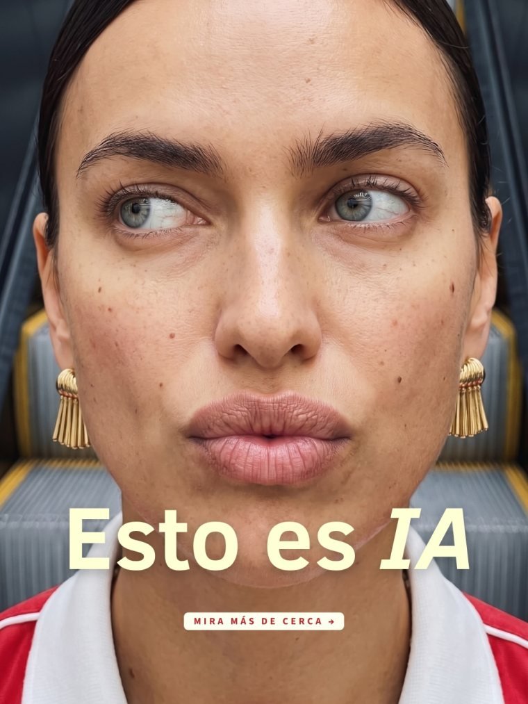 Retrato generado con IA con la leyenda "Esto es IA"